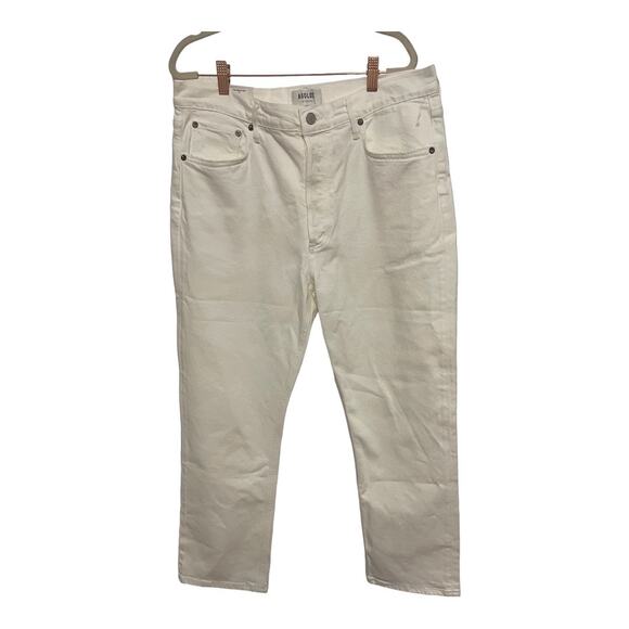 Agolde Riley High Rise Straight Leg Cropped Jeans Stretch Denim White Size 32 - Picture 4 of 16